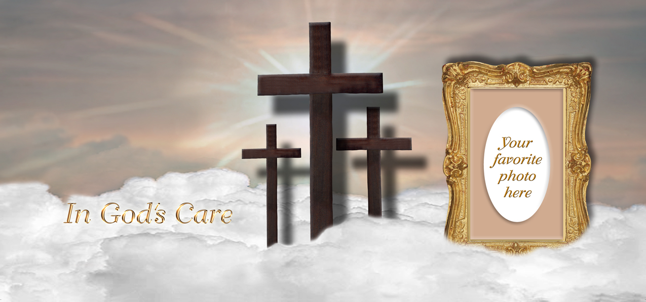 In Gods Care Clouds (3 Crosses) Bronze